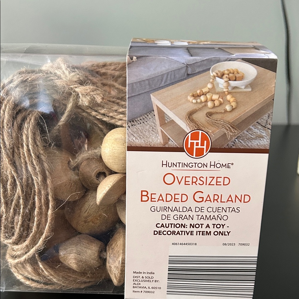 Huntington Home Natural Mango Wood Beaded Garland